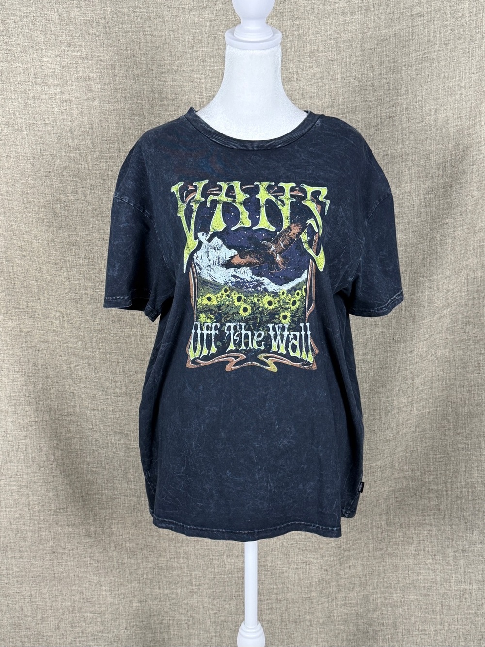 Vans Acid-Washed Black Off The Wall Graphic Tee - Picture 1 of 4